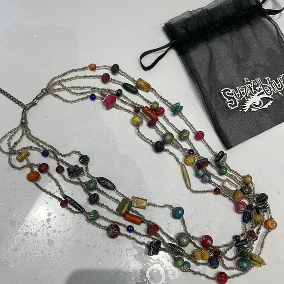 Susie Blue Boho 5-Strand Beaded Necklace - Picture 6 of 10